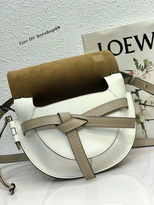 Loewe專櫃2022新款拼色馬鞍包 羅意威MiniGateDual手袋 男女款單肩斜挎腰包胸包 10183 lyw1216